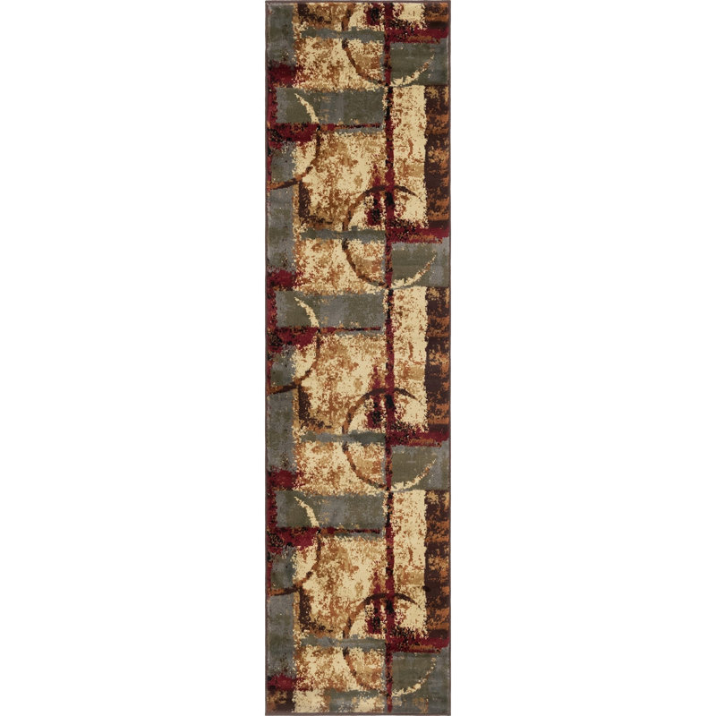 Tapis crème / brun foncé / beige Adetomiwa, Tapis de couloir 2 pi x 8 pi