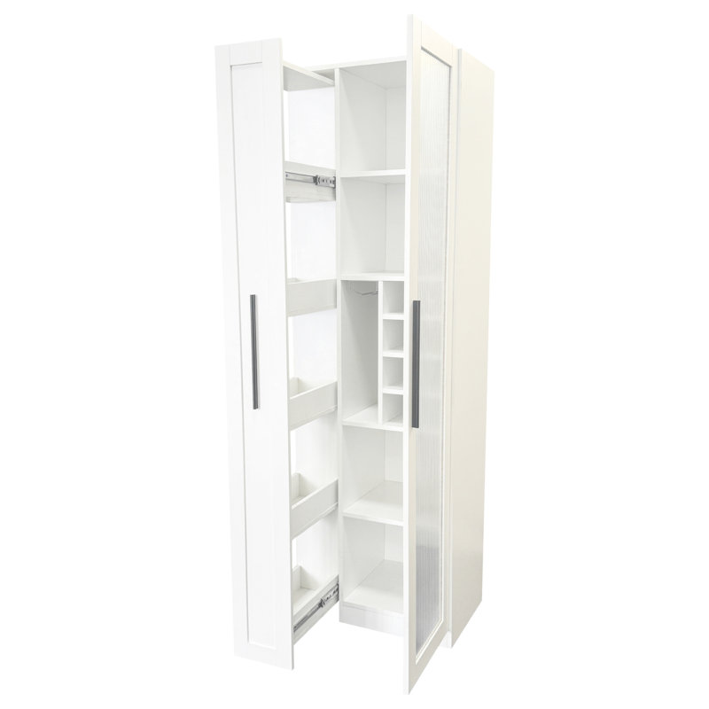 Multifonctionnel, extensible, armoire de rangement pour garde-manger, organisateur de cuisine, portes en verre, panneau de particules + but, rangement pour garde-manger,