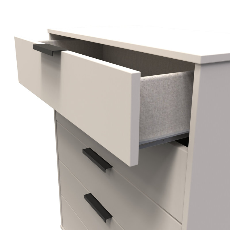 Turah 77cm W 5 - Drawer Chest of Drawers, Beige