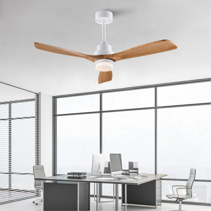 Hot Ventilateur de plafond moderne de 52 pouces avec moteur à courant continu réversible à télécommande 3 pales à intensité variable 3 couleurs