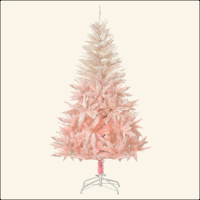 Arbre de Noël artificiel épinette non éclairé 7 pi avec branches réalistes et 1000 pointes, rose
