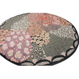 Rug & Kilim’S Mid-Century Modern Circle Rug In Green-Gray All Over Pattern