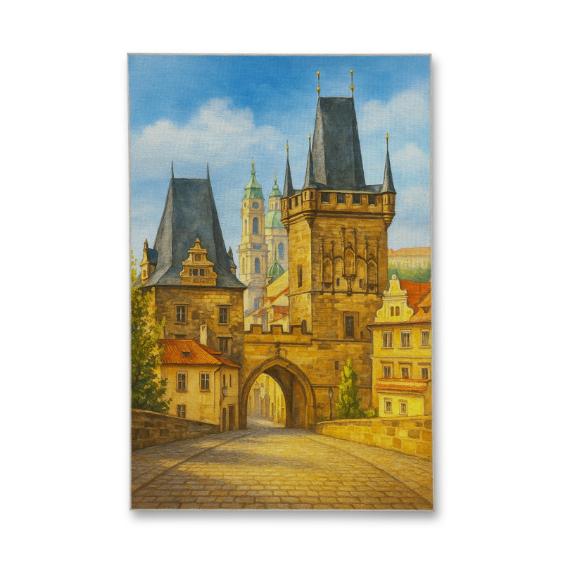 Tapis bleu tissé lavable rétro Mosso, 4'11" x 7'7"