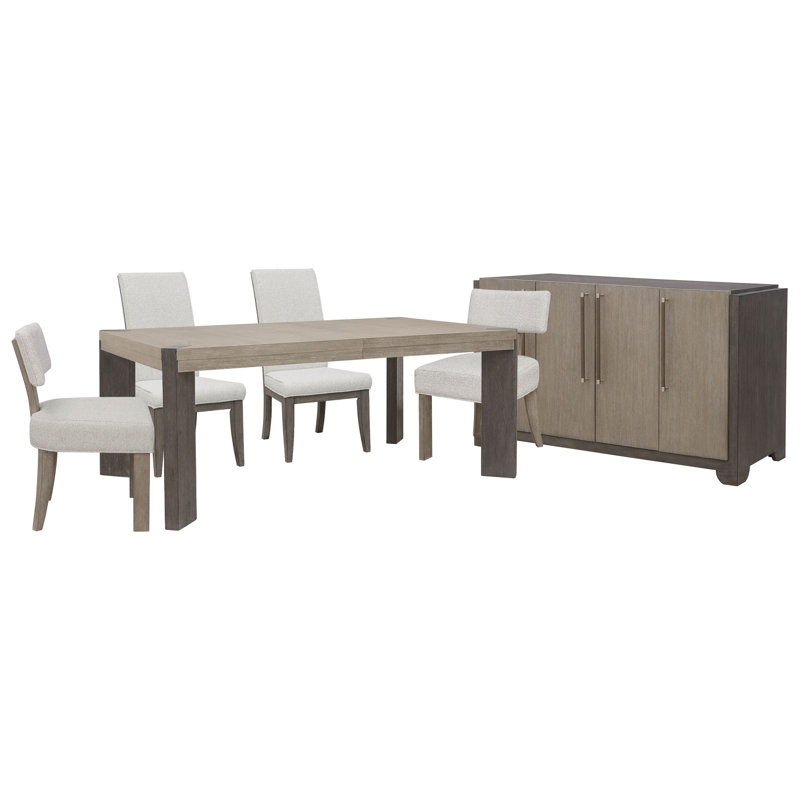 Table de salle à manger à pieds Inzillo avec 2 chaises Klismos et 2 chaises d'appoint rembourrées