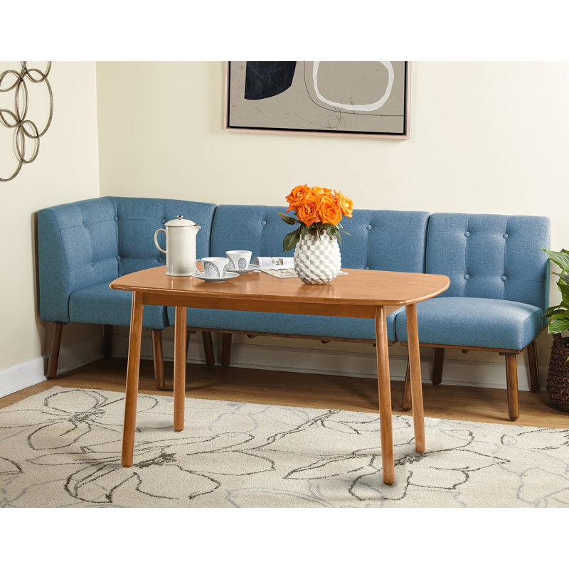 4 - Person Solid Wood Solid Wood Top Four Leg Dining Set, Blue/Walnut