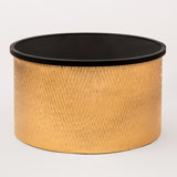 Modern Accent Cylindrical Round Coffee Table with Black Top