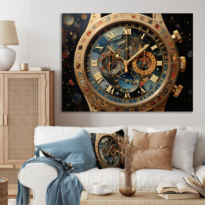Regardez le pointillisme horloger multicolore sur toile