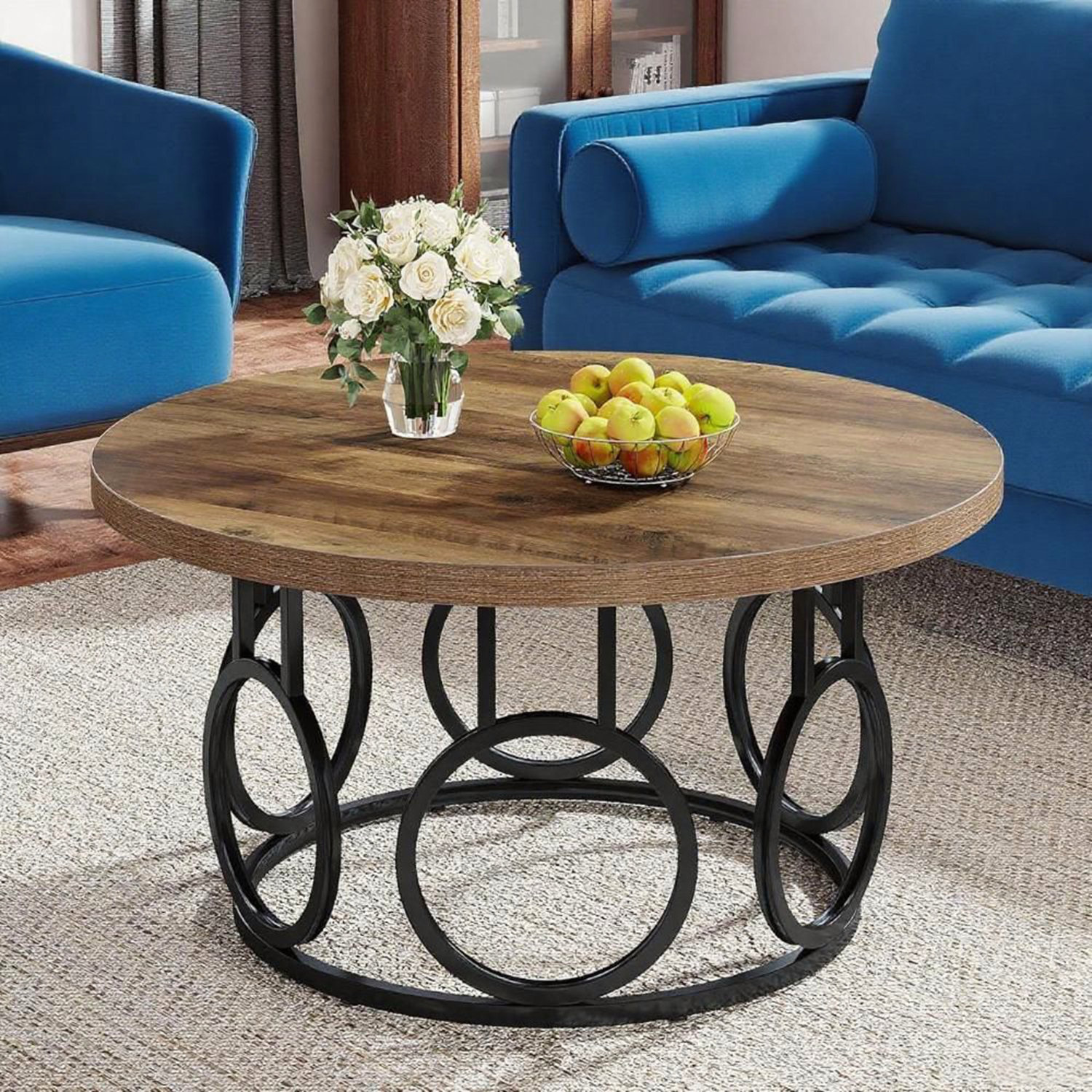 Trent Austin Design® Elegant Round Coffee Table with Durable Wood Top ...