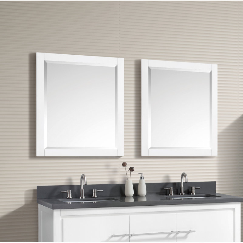 Anjelita Wood Rectangle Wall Mirror, 32" H x 28" W, White