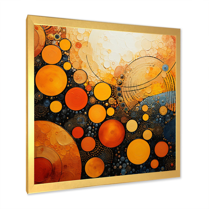 Fiery Fusion III - Abstract Collages Wall Art Living Room, Cadre doré à une seule photo, H 36 po x l 36 po x P 1,5 po