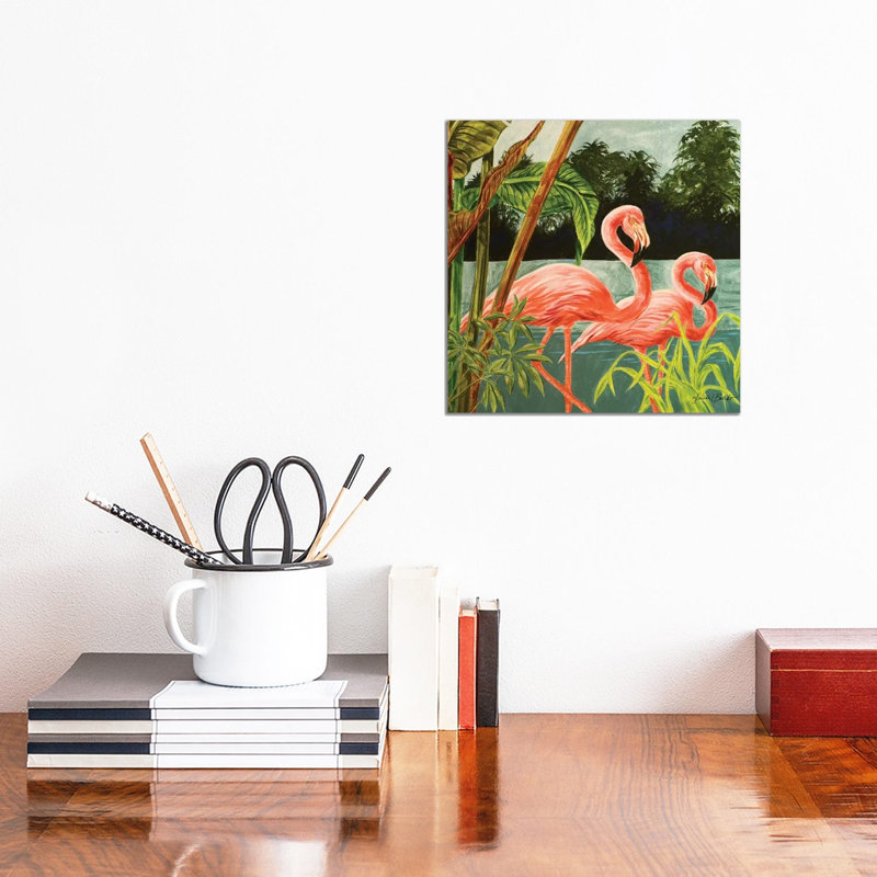 Tropical Flamingo II by Linda Baliko - Wrapped Canvas Painting, 30.48 cm H x 30.48 cm W