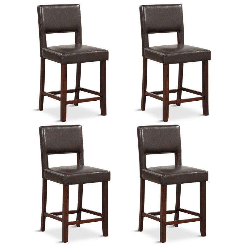 Counter Stool with Solid Wood Frame, Brown