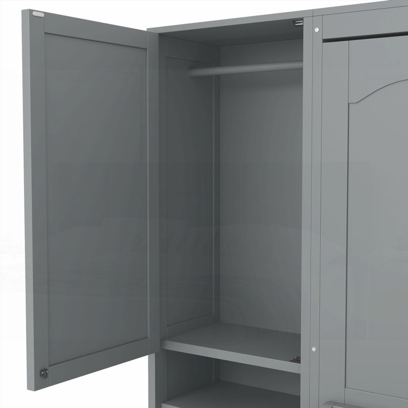 Lit double escamotable double avec placard, tiroirs et amp; Tablettes - aucun sommier nécessaire, robuste et amp; Peu encombrant