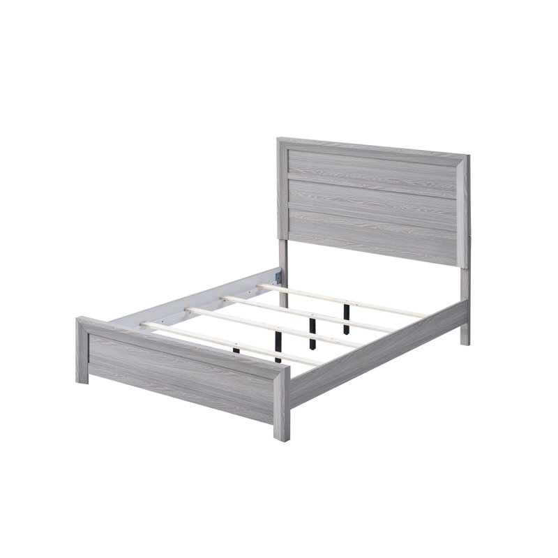 Mobilier de chambre à coucher rustique, Gris clair, Lit double