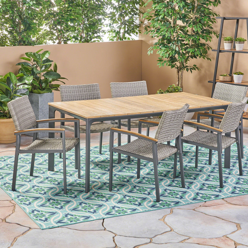 Ensemble repas d'extérieur 7 pièces Beckham, H 29,6 po x L 70,3 po x l 36 po
