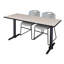 Neyland Cain T-Base training table and 2 Zeng stackable chairs-32520313-32520310-32520314