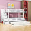 Lit superposé simple au dessus d'un lit double à 4 tiroirs avec lit gigogne simple, pouvant être divisé en 2 lits individuels-862993443