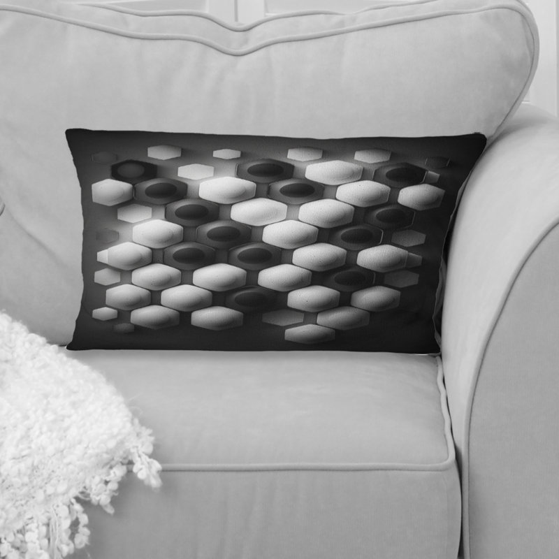Abstrait géométrique noir et blanc III - Coussin décoratif à imprimé géométrique abstrait