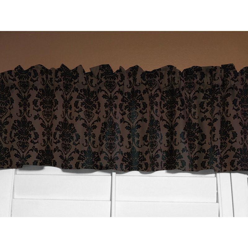 Cantonnière florale en damas 58 po, L 58 po x L 18 po, Brun