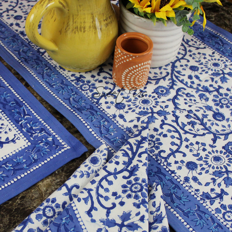 Marcey Rectangle Floral Cotton Table Runner