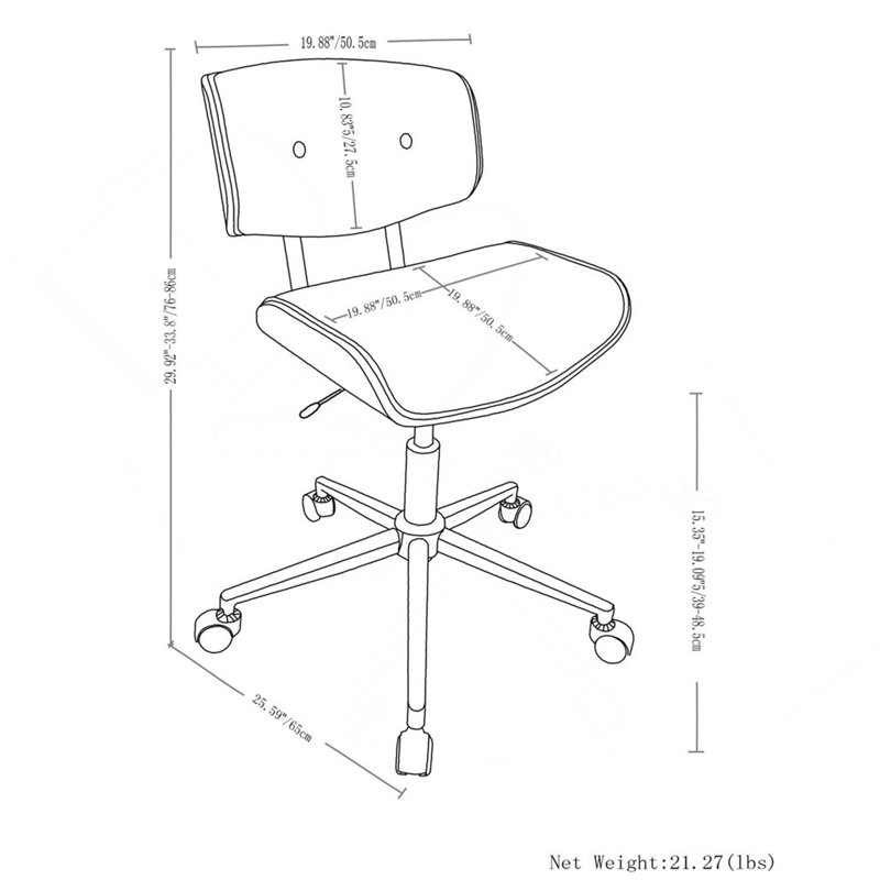 Dax - Chaise de bureau en bois cintré - noir / naturel