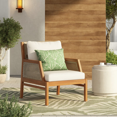 Chaises longues de qualité supérieure, osier en bois d'acacia, porche rustique moderne