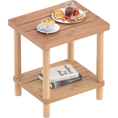 Table d'appoint d'extérieur Table d'extérieur à 2 niveaux pour tables d'appoint Adirondack pour table de bout en bambou d'extérieur ou d'intérieur pour porche de piscine Résistant aux intempéries