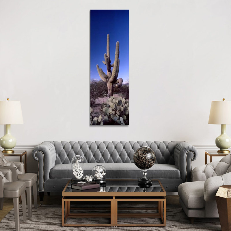 Low Angle View Of A Saguaro Cactus - Wrapped Canvas Panoramic Print, 182.88 cm H x 60.96 cm W x 3.175