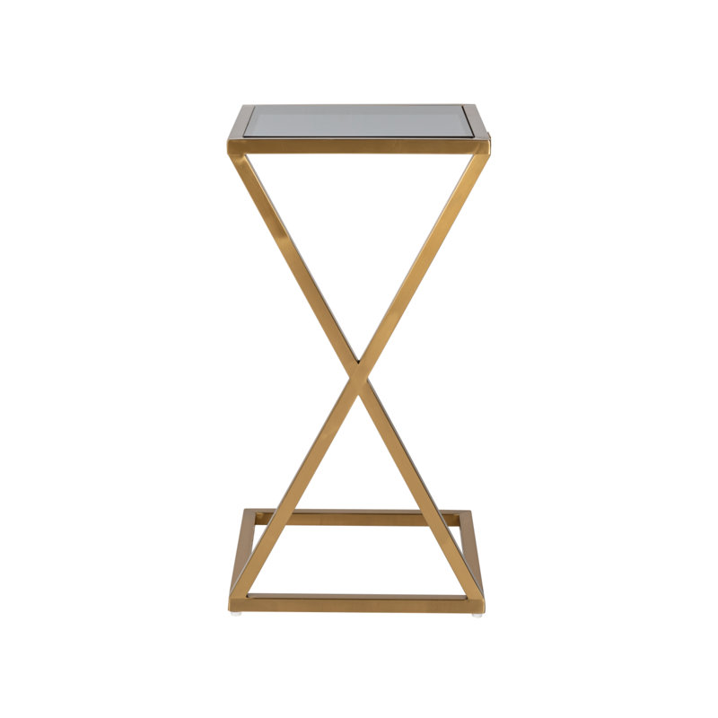 End Table, Gray/Brushed Gold