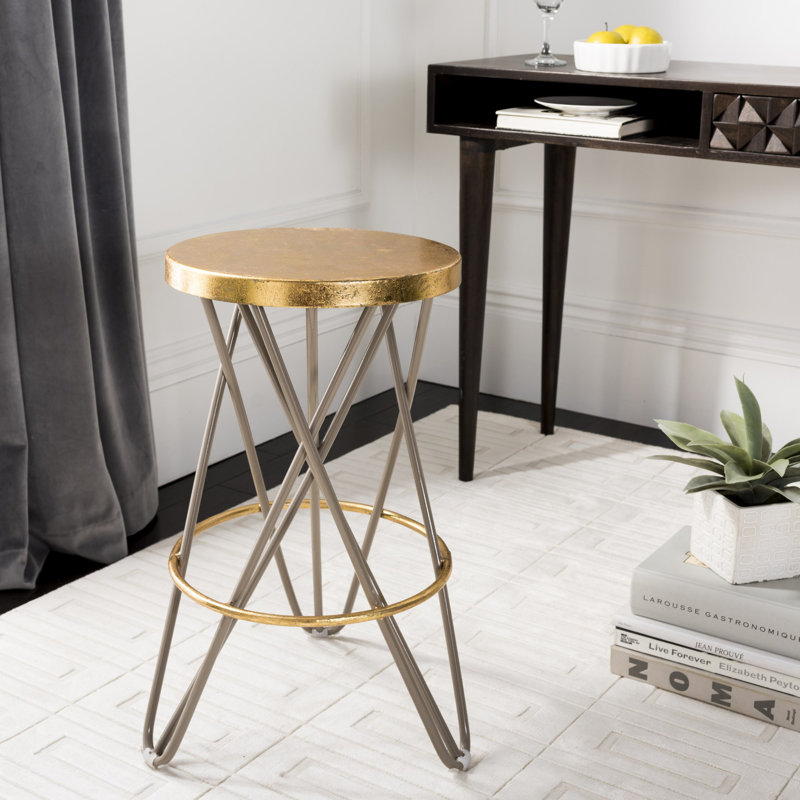 Dimitri Counter Stool with Metal Frame, Beige