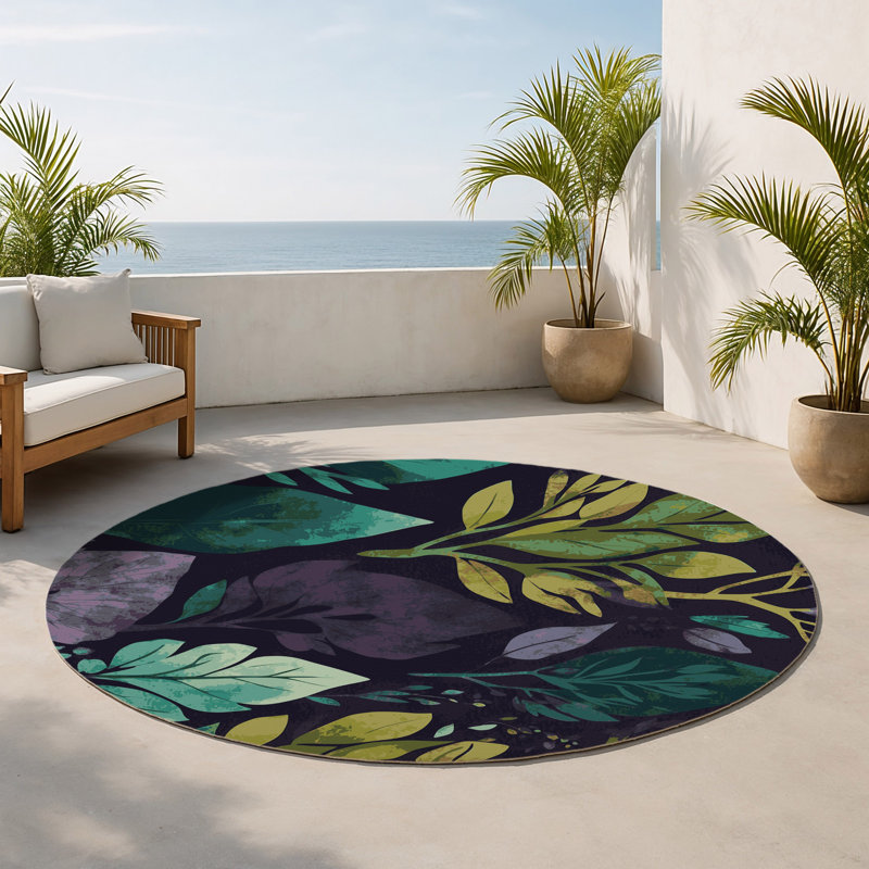 Tapis intérieur et extérieur Mystic Trellis, Rond 5 pi