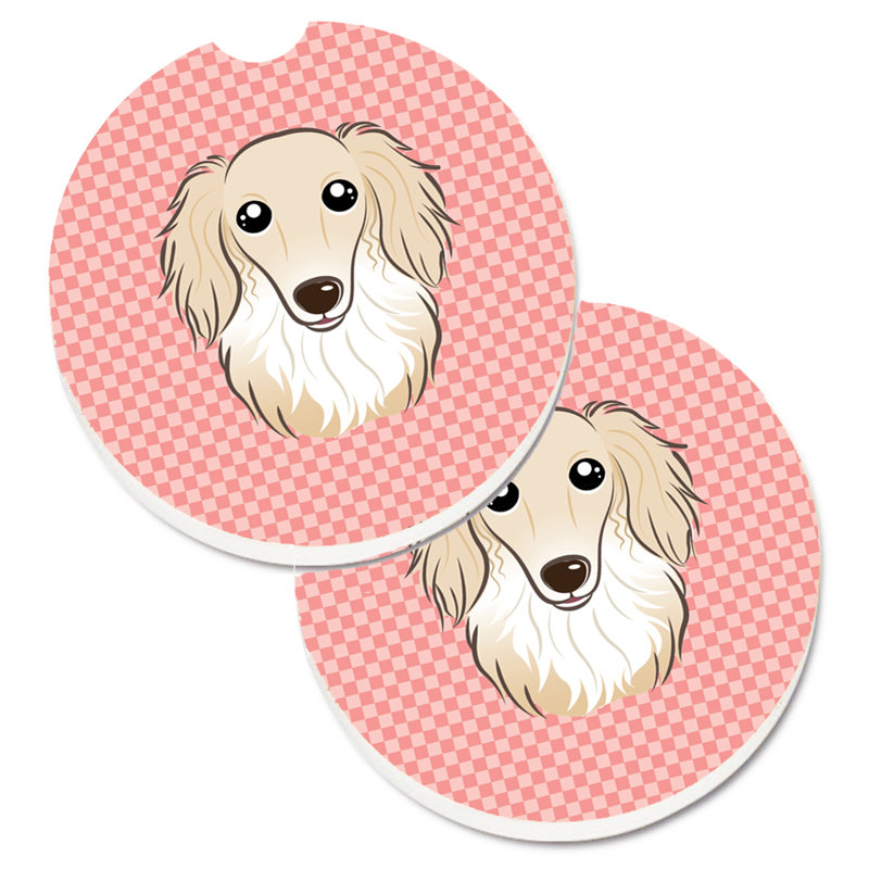 Sous-verre Retriever, Rose, Teckel crème à poil long