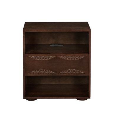 23.2'' 1-Drawer Nightstand USB Ports & Outlet Hole End Table with Open Space
