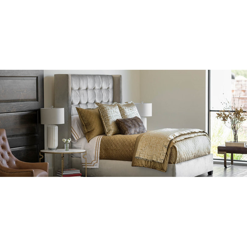 Chloe Velvet Feathers Lumbar Pillow, Straw, 27" x 36" 