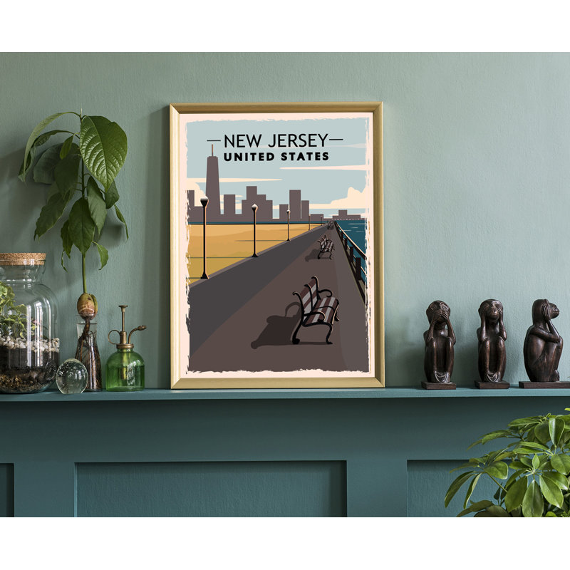 Affiche de voyage de style rétro du New Jersey, impression rétro sans cadre, art mural maison et bureau, L 16 po x H 20 po