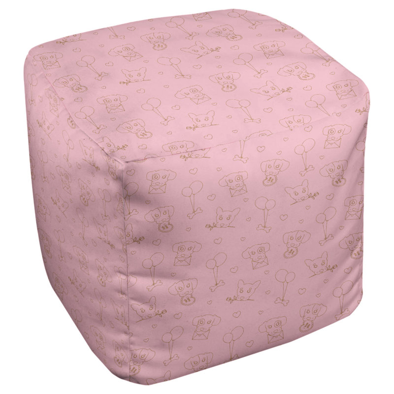 Pouf carré de 13 po de largeur, Rose / Orange