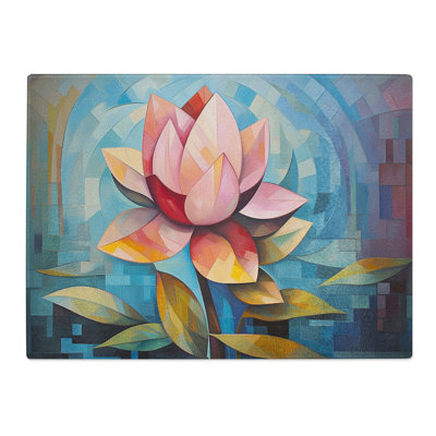 Lotus Flower Cubism  Glass Chopping Board