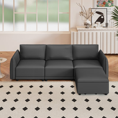 Begoa 108.6'' Faux Leather Upholstered Sectional with Storage Ottoman