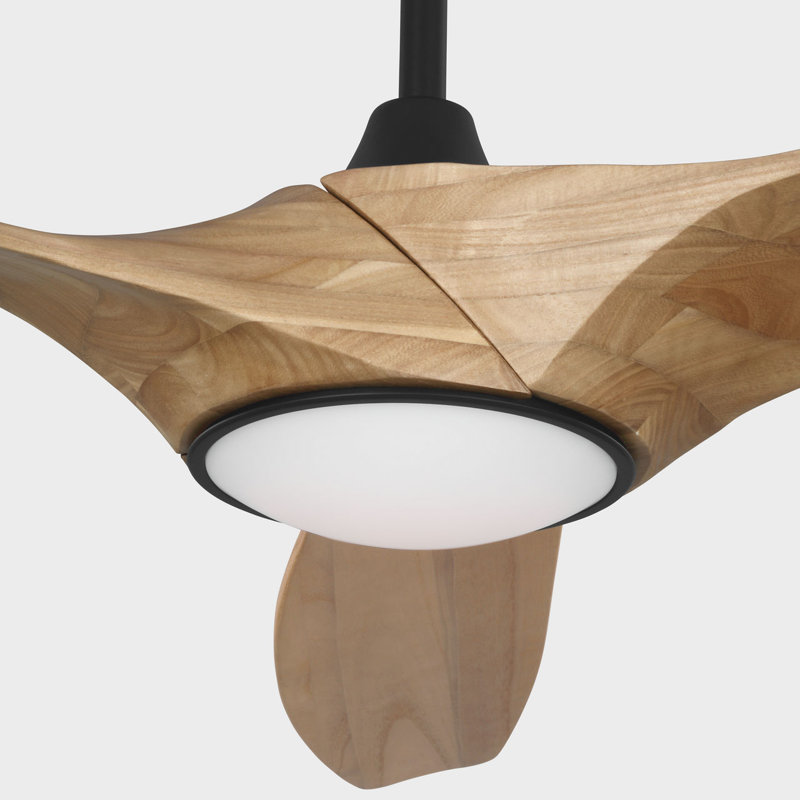Selen Smart LED Ceiling Fan, Natural Honey, Midnight Black, 60" Wide
