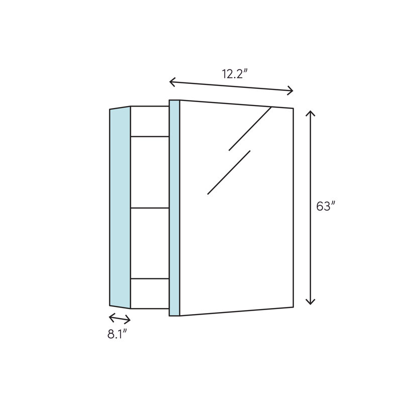 Armoire à pharmacie à fixation en surface avec 5 tablettes Bej, Rouille, H 63 po x l 12,2 po x P 8,11 po