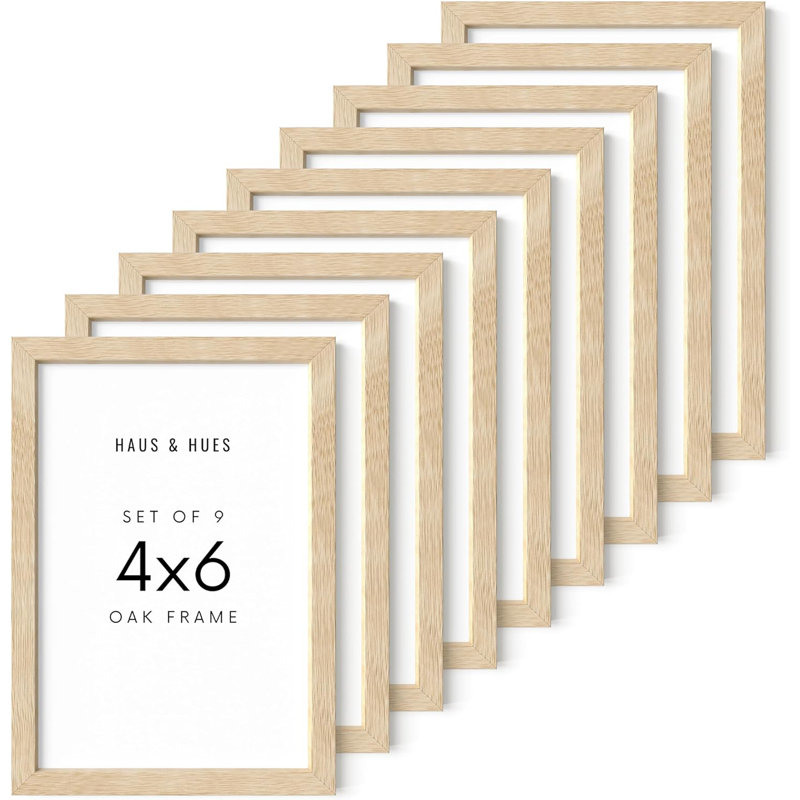 Cadre photo en bois massif - ensemble de 9, Beige, L 4 po x H 6 po