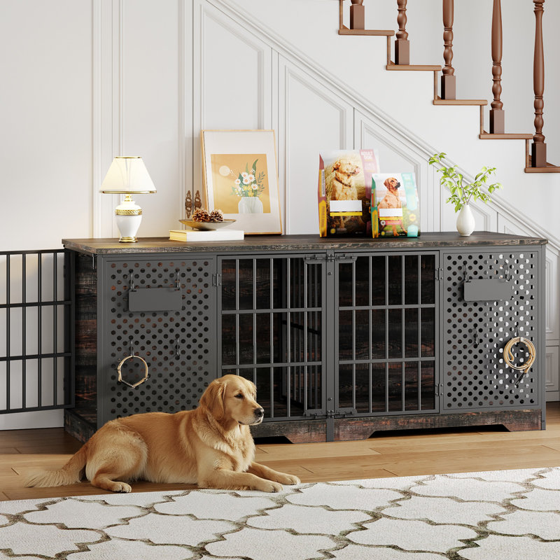Grand meuble cage pour chien avec cloison