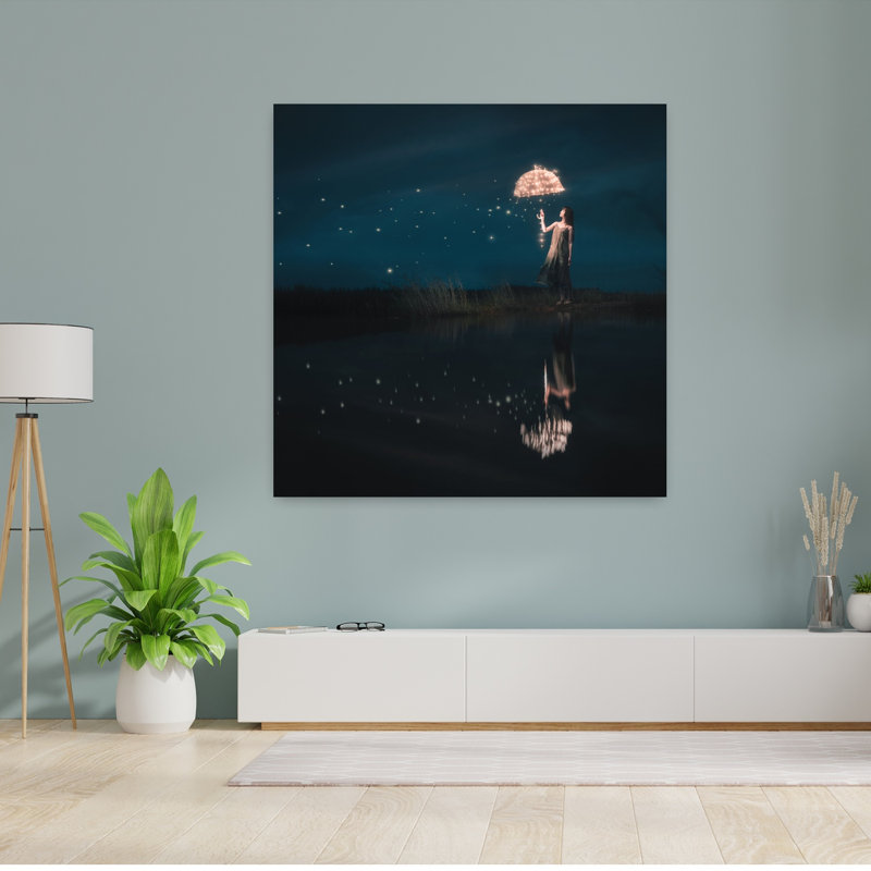 Magical Night Umbrella Dreamy Ethereal Peaceful Landscape Nature, impression d'art mural, H 48 po x l 48 po