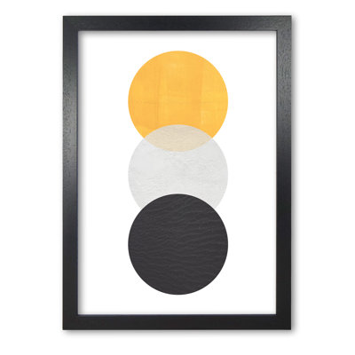 Yellow And Black Abstract Circles - Print