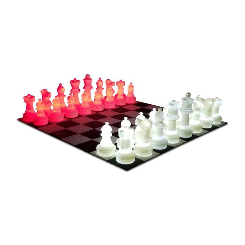 Jeu d'échecs géant en plastique avec pièces de jour MegaChess 25, Rouge / blanc / noir