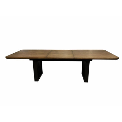Double Pedestal Table With Leaf, Veneers And Latte Finish, Extended To 106.25 Inches, Peppercorn Brown Color, Solid Wood Construction, 80 Inches Deep, 40 Wide, 31.44 High, 186 Lbs - Finished
