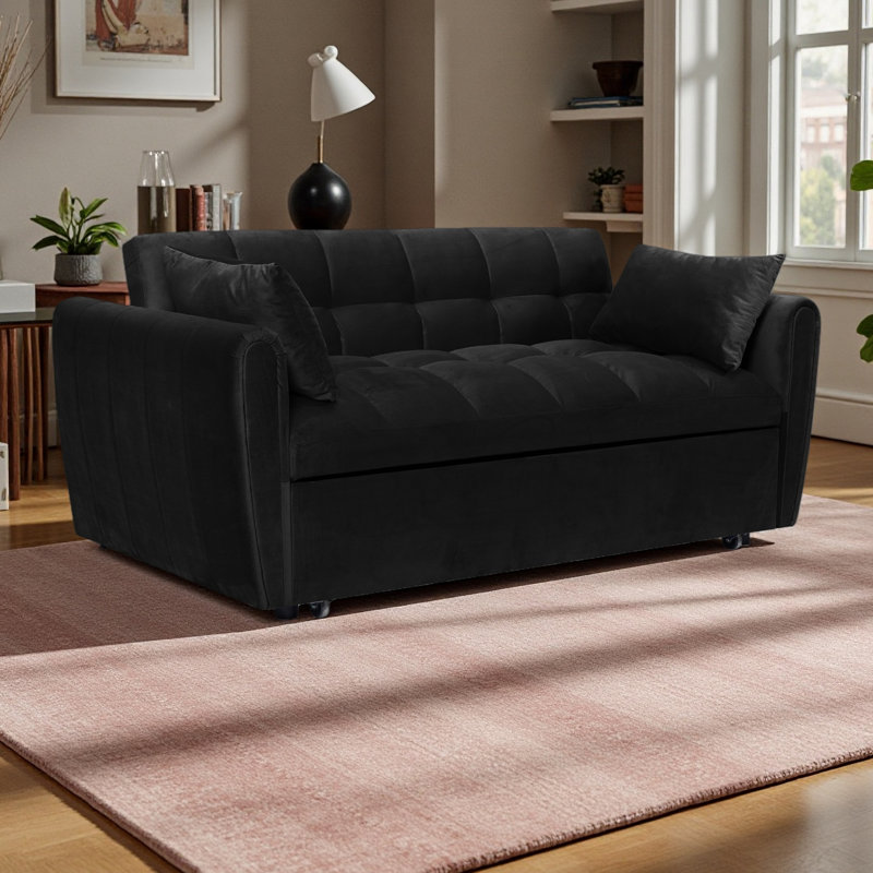 Canapé-lit pliable 65 po 3-en-1 de grande taille, canapé-lit double en velours moderne, canapé-lit avec dossier et coussins réglables, convient au salon et à la chambre à coucher