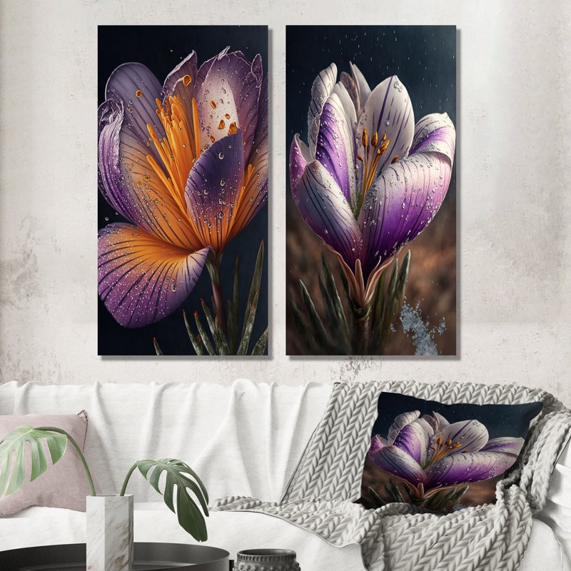 «Blooming Crocus», 2 pièces sur toile, H 32 po x l 32 po, Toile tendue