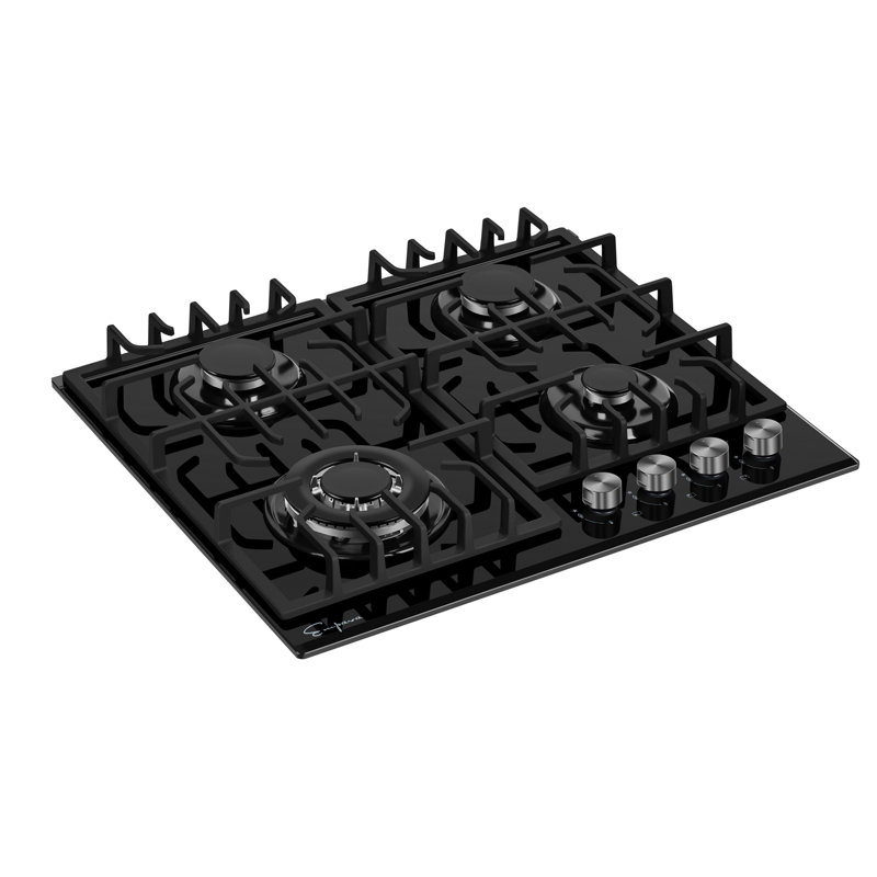 Empava 24 in. 4 Burners Recessed Gas on Glass Cooktop in Black, with LP Convertible, CSA Certified, Kitchen Stove