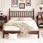 Grand lit plateforme en bois avec tête de lit en forme de gourde, lit plateforme de style rétro avec support à lattes en bois-133423419-133423420